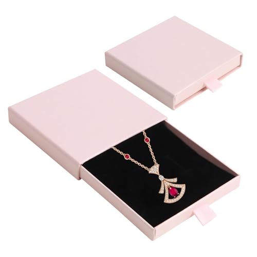 CAISYE Schmuck-Geschenkbox - Schmuck Box - Jewellery Box,Schmuck-Geschenkbox aus Papier - Aufbewahrungsbox für Halskette, Ohrringe, Ringe - Rosa Schmuckschatulle mit Schubladen-Design von CAISYE