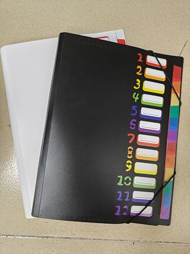 2 Stück Tragbar Fächermappe mit 12 Fächern (Schwarz und weiß) von CAIXIANGYU