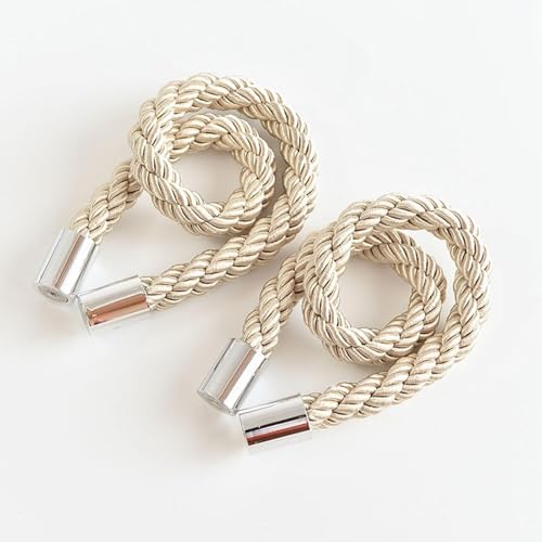 Magnetische Vorhang-Raffhalter, starke Magnete, Raffhalter, gewebte Kordeln, dekorative Fensterbehandlung, Vorhanghalter für dicke, dünne Vorhänge, 2 Stück (Beige) von CAIYLAI
