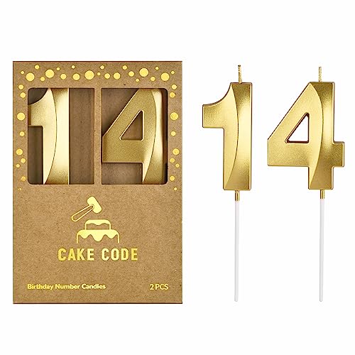 CAKE CODE 7,9 cm Diamant Gold 14 Zahlen Geburtstag Kerzen Gold Zahlen Kerzen Kuchen Zahl Kerzen Party Feier von CAKE CODE
