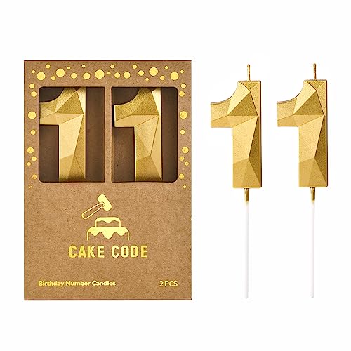 CAKE CODE 7,9 cm Kristall Gold 11 Zahl Geburtstag Kerzen Gold Zahl Kerzen Kuchen Zahlen Kerzen Party Feier von CAKE CODE