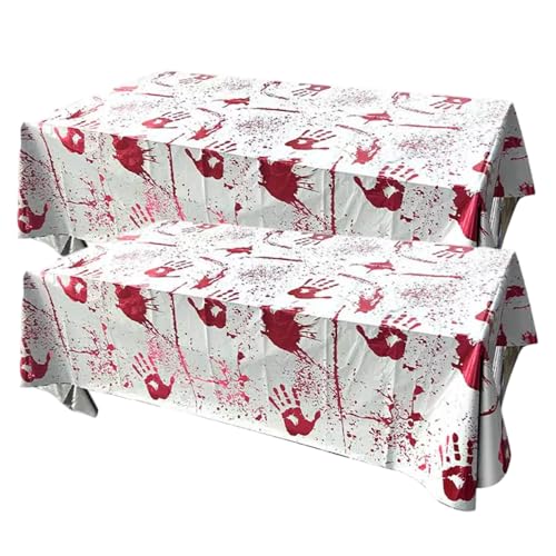 2pcs Halloween Tischdecke Einwegblut Handabdrücke Halloween Tischtuch Blooky Horror Party Dekorationen für Geburtstagsfeier 2pcs Halloween Tischdecke Einwegblut Handabdrücke Halloween Tischtuch Blooky Horror Party Dekorationen für Geburtstagsfeier von CAKEEYUM