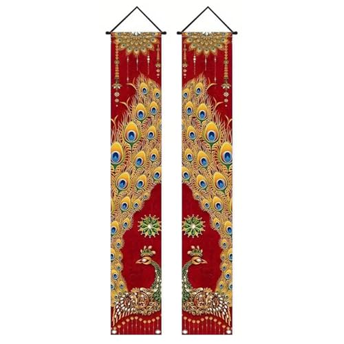 CAKEEYUM 1 Paar Diwali -Dekorationen für Zuhause 70.9x11.8 Veranda Banner Diwali Dekor vordere Veranda Begrüßungszeichen Indische Dekorationen für Home Party Pooja Hochzeit für, Dekor, Indi von CAKEEYUM