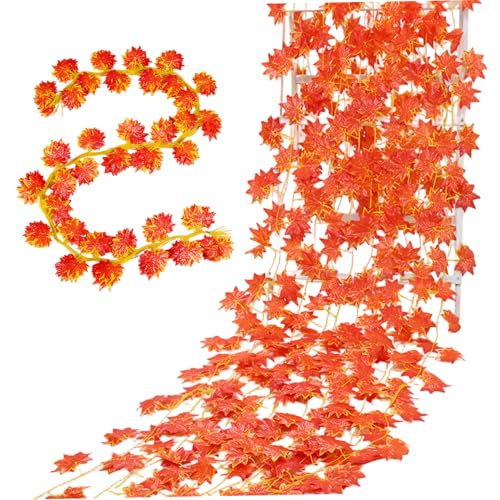 CAKEEYUM 14pcs Herbstgirlanden 7, 9 Fuß Hanges künstliches Ahorn Herbstblätter Garland Herbstblätter Halloween Dekorationen für Innenländer Dekor Girlande, Blatt, L. von CAKEEYUM