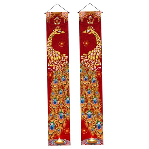 CAKEEYUM Diwali Bannerdekorationen 1 Paar 71 x 12 Zoll Pfauen Diwali Dekor Veranda Schild Hängende Puja -Dekorationen für Zuhause für Zuhause, Dekor, Puja fo CAKEEYUM Diwali Bannerdekorationen 1 Paar 71 x 12 Zoll Pfauen Diwali Dekor Veranda Schild Hängende Puja -Dekorationen für Zuhause für Zuhause, Dekor, Puja fo von CAKEEYUM
