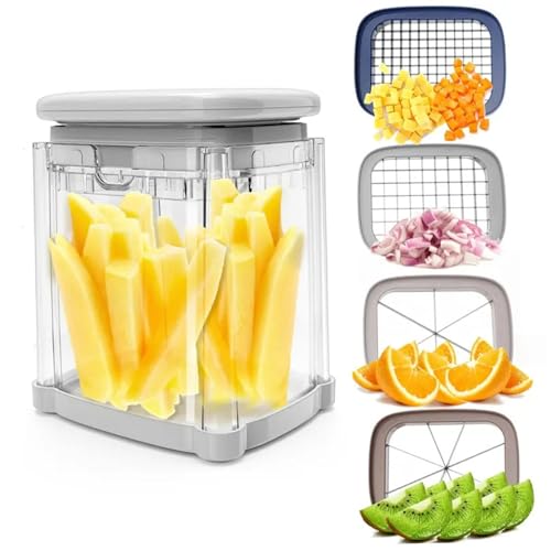 French Fry Cutter 4 in 1 Kartoffelkeilschneider mit 4 Blades Handbuch Press Futterhacker mit Behälter für Obst Gemüse Französisch Braten für Kartoffeln Kartoffelschnitzschnitz French Fry Cutter 4 in 1 Kartoffelkeilschneider mit 4 Blades Handbuch Press Futterhacker mit Behälter für Obst Gemüse Französisch Braten für Kartoffeln Kartoffelschnitzschnitz von CAKEEYUM