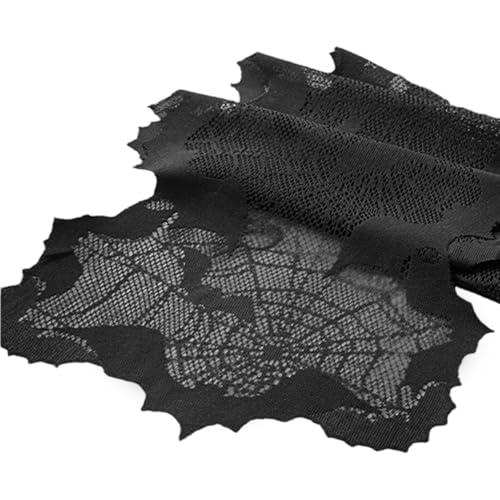 Halloween Tischläufer Gothic Spitzenspinnen Web Bat Tisch Läufer gruseliger schwarzer Halloween -Dekorationen für Home Cafe Party, 13x68 Zoll, Gotik, Spitze, B Halloween Tischläufer Gothic Spitzenspinnen Web Bat Tisch Läufer gruseliger schwarzer Halloween -Dekorationen für Home Cafe Party, 13x68 Zoll, Gotik, Spitze, B von CAKEEYUM