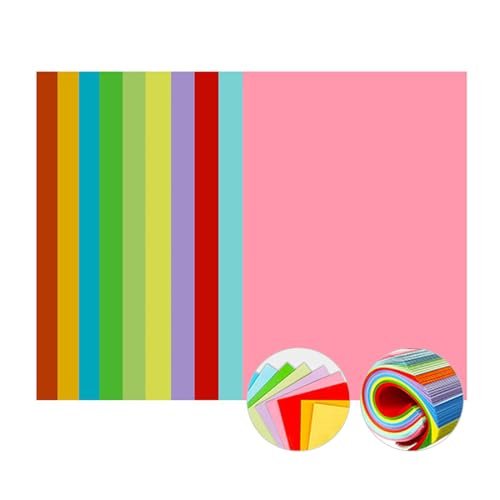 Farbiges Papier DIY Handgefertigt Origami Buntes Kopierpapier - 100 Blätter Zum Drucken, Handwerk Und Büro | Mehrzweckpapier Für Cover, Karten, Kunstprojekte,10-Farben-Mischung,A4-80GSM (5 Pack) von CAKERS