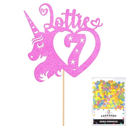 CAKESHOP edible cake toppers EST. 2012 Personalisierbarer Geburtstags-Glitzer, individuelle Farbe, jeder Name und jedes Alter, Einhorn-Herz-Dekoration für den 1., 2., 3., 4., 5., 6., 7., 8., 9., 10., CAKESHOP edible cake toppers EST. 2012 Personalisierbarer Geburtstags-Glitzer, individuelle Farbe, jeder Name und jedes Alter, Einhorn-Herz-Dekoration für den 1., 2., 3., 4., 5., 6., 7., 8., 9., 10., von CAKESHOP edible cake toppers EST. 2012