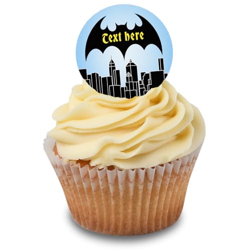 Cakeshop Cupcake Personalisierte Essbare Kuchenaufleger Mit Fledermaus Superhelden Stadt | Personalisieren Mit Ihrem Namen & Alter | Für Geburtstage & Feiern | Zuckerguss & Oblatenpapier Optionen Cakeshop Cupcake Personalisierte Essbare Kuchenaufleger Mit Fledermaus Superhelden Stadt | Personalisieren Mit Ihrem Namen & Alter | Für Geburtstage & Feiern | Zuckerguss & Oblatenpapier Optionen von CAKESHOP edible cake toppers EST. 2012
