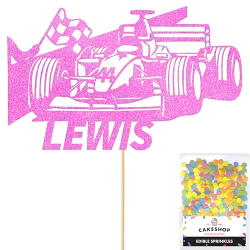 Cakeshop Glitzer-Aufsatz, Motiv: F1-Rennwagen, Happy Birthday, personalisierbar, für jeden Namen/Alter, Motorsport, Kuchendekoration für 1., 2., 3., 4., 5., 10., 16., 18., 20. Geburtstag, Babyrosa Cakeshop Glitzer-Aufsatz, Motiv: F1-Rennwagen, Happy Birthday, personalisierbar, für jeden Namen/Alter, Motorsport, Kuchendekoration für 1., 2., 3., 4., 5., 10., 16., 18., 20. Geburtstag, Babyrosa von CAKESHOP edible cake toppers EST. 2012