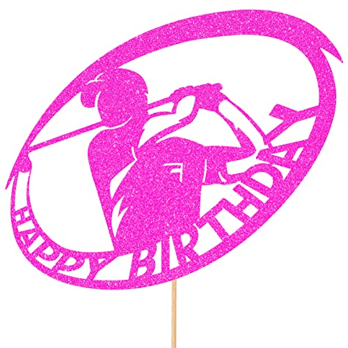 Cakeshop Glitzer-Aufsatz mit Golf-Motiv "Happy Birthday", personalisierbar, für jedes Alter / Name, Golfer, Kreisspiel, Sport, Glitzer, Kuchendekoration, 18., 19., 20., 21., 30., 40., 50., 60., 70., von CAKESHOP edible cake toppers EST. 2012