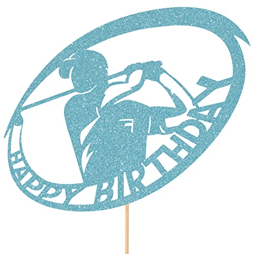 Cakeshop Personalisierbarer Golf-Glitzer-Aufsatz mit Aufschrift "Happy Birthday" | Individuelle Farbe für jedes Alter / Name Golfer Kreis Spiel Sport Glitzer Kuchendekoration 16., 18., 19., 20., 21., von CAKESHOP edible cake toppers EST. 2012