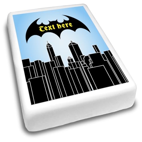 Cakeshop Portrait Personalisierte Essbare Tortendekoration Mit Fledermaus Superheld Stadt| Personalisieren Name & Alter| Für Geburtstage & Feiern| Mehrere Formen & Größen| Zuckerguss & Oblatenpapier Cakeshop Portrait Personalisierte Essbare Tortendekoration Mit Fledermaus Superheld Stadt| Personalisieren Name & Alter| Für Geburtstage & Feiern| Mehrere Formen & Größen| Zuckerguss & Oblatenpapier von CAKESHOP edible cake toppers EST. 2012