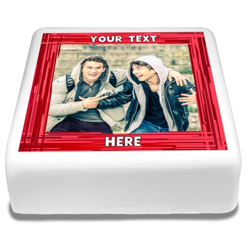 Cakeshop Quadratische Personalisierte Essbare Tortendekoration Mit Rotem Rand & Text | Benutzerdefiniertes Bild & Text | Für Geburtstage & Feiern | Mehrere Formen & Größen | Zuckerguss & Oblatenpapier Cakeshop Quadratische Personalisierte Essbare Tortendekoration Mit Rotem Rand & Text | Benutzerdefiniertes Bild & Text | Für Geburtstage & Feiern | Mehrere Formen & Größen | Zuckerguss & Oblatenpapier von CAKESHOP edible cake toppers EST. 2012