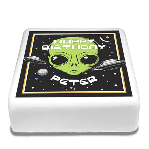 Cakeshop Quadratische Personalisierte Essbare Tortendekoration Weltraum Alien & Raumschiffe | Individueller Text | Für Geburtstage & Feiern | Mehrere Formen & Größen | Zuckerguss & Oblatenpapier Cakeshop Quadratische Personalisierte Essbare Tortendekoration Weltraum Alien & Raumschiffe | Individueller Text | Für Geburtstage & Feiern | Mehrere Formen & Größen | Zuckerguss & Oblatenpapier von CAKESHOP edible cake toppers EST. 2012