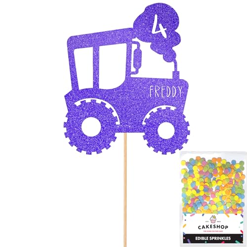 Cakeshop Tortenaufsatz, Motiv: Traktor mit Traktor, personalisierbar, Hellblau, jedes individuelle Alter und Namen, glitzernde Kuchendekoration und Streusel – Happy Birthday Dekorationen Cakeshop Tortenaufsatz, Motiv: Traktor mit Traktor, personalisierbar, Hellblau, jedes individuelle Alter und Namen, glitzernde Kuchendekoration und Streusel – Happy Birthday Dekorationen von CAKESHOP edible cake toppers EST. 2012