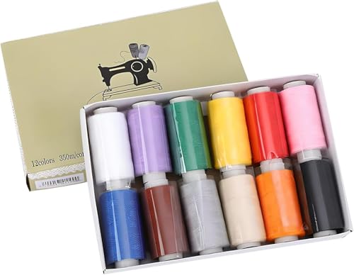 Nähgarn-Set, 12 Spulen in gemischten Farben, 200 Yards Nähmaschine, zum Quilten, Handnähen, Nähmaschine Nähgarn-Set, 12 Spulen in gemischten Farben, 200 Yards Nähmaschine, zum Quilten, Handnähen, Nähmaschine von CAKLIK
