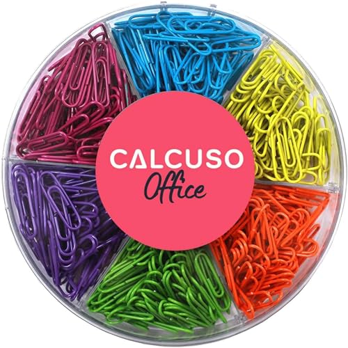 CALCUSO Büroklammern: 480 Bunte, Belastbare Briefklammern/Heftklammern in 6 Farben je 80 Stück - Farbig Sortiert in praktischer Aufbewahrungsbox - Ideal für Haushalt, Büro, Schule, Uni CALCUSO Büroklammern: 480 Bunte, Belastbare Briefklammern/Heftklammern in 6 Farben je 80 Stück - Farbig Sortiert in praktischer Aufbewahrungsbox - Ideal für Haushalt, Büro, Schule, Uni von CALCUSO