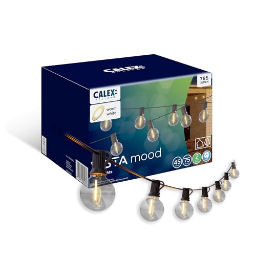 CALEX Party String, LED-lichterketten mit 75 Lampen, 45 Meter, Warmweißes Licht, Gartenbeleuchtung, Stimmungsvolle Beleuchtung, Wasserdicht IP44, 770 Lumen Lichtstärke CALEX Party String, LED-lichterketten mit 75 Lampen, 45 Meter, Warmweißes Licht, Gartenbeleuchtung, Stimmungsvolle Beleuchtung, Wasserdicht IP44, 770 Lumen Lichtstärke von CALEX