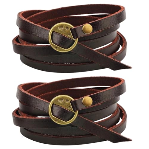 CALFOVERA 1 Stück Echte Lederarmbänder Verstellbare Rindsleder Boho Schicht Armrüstung Manschette Vintage Western Dunkelbrown Stapelbare Riemen Handgelenkbänder Handgelenk Wickel Mit Knebelverschluss CALFOVERA 1 Stück Echte Lederarmbänder Verstellbare Rindsleder Boho Schicht Armrüstung Manschette Vintage Western Dunkelbrown Stapelbare Riemen Handgelenkbänder Handgelenk Wickel Mit Knebelverschluss von CALFOVERA
