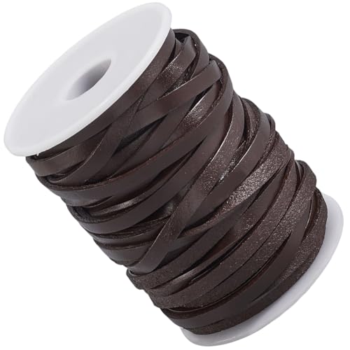 CALFOVERA 1 Yard (Ca. 91cm) 2MM Flaches Echtes Lederband In Dunkelbrown Für Bastelarbeiten. Echtes Leder Dünn Zum Flechten Schnüren Schmuckherstellung Halsketten Armbänder Perlen. von CALFOVERA