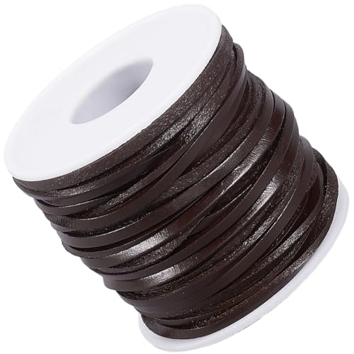 CALFOVERA 1 Yard (Ca. 91cm) Echtes Lederband Aus Dunkelbrownem Echtem Leder Flach Und Dünn Für Die Schmuckherstellung. Echtes Lederband Für Das Flechten Schnüren als Kordel Oder Zum Basteln von von CALFOVERA