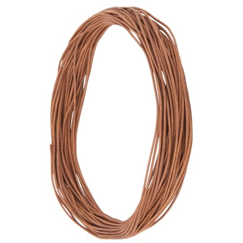 CALFOVERA 1 Yard 2MM Rindsleder Echtleder Schnur Für Die Schmuckherstellung Rund Hellbrown Dünn Echtleder Streifen Seil Flechtfaden Für Das Herstellen von Halsketten Armbänder Wickel Perlen von CALFOVERA