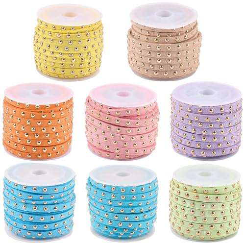 CALFOVERA 1 Yard 2mm 3 Farben Mikrofaserleder Spitze Perlen Schnüre Faux Wildleder Bänder Mit Goldenen Punk Nieten Besetzt Flache Bänder Trimmen Für Die Herstellung von Schmuck Halskette Armband CALFOVERA 1 Yard 2mm 3 Farben Mikrofaserleder Spitze Perlen Schnüre Faux Wildleder Bänder Mit Goldenen Punk Nieten Besetzt Flache Bänder Trimmen Für Die Herstellung von Schmuck Halskette Armband von CALFOVERA