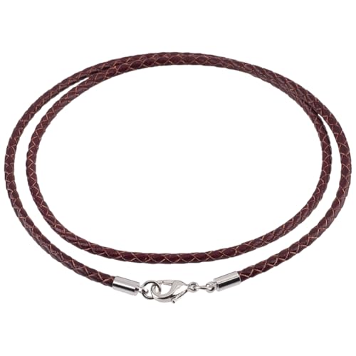 CALFOVERA 10 Stück Geflochtene Echte Lederband Halsketten 3mm Brown Runde Echte Geflochtene Leder Wachsseil Kette Mit Kupfer Lobster Verschlüssen 21 Zoll Für Männer Frauen Schmuck DIY Herstellung von CALFOVERA