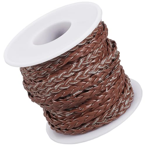 CALFOVERA 10.94 Yard Geflochtene PU Leder Schnur 5MM Flach Gewebtes Dunkelbrownes Leder Gefaltetes Bolo Schnürsenkelband Zum Flechten von Schmuckherstellungs Armbändern Und Halsketten CALFOVERA 10.94 Yard Geflochtene PU Leder Schnur 5MM Flach Gewebtes Dunkelbrownes Leder Gefaltetes Bolo Schnürsenkelband Zum Flechten von Schmuckherstellungs Armbändern Und Halsketten von CALFOVERA
