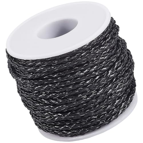 CALFOVERA 20.78 Yard Geflochtene Lederkordel 3MM Schwarz Rund Geflochtene PU Leder Gefaltete Bolo Krawatte Schnur Spitze Schnur Flechten Streifen Faden Für Schmuckherstellung Handwerk Halsketten CALFOVERA 20.78 Yard Geflochtene Lederkordel 3MM Schwarz Rund Geflochtene PU Leder Gefaltete Bolo Krawatte Schnur Spitze Schnur Flechten Streifen Faden Für Schmuckherstellung Handwerk Halsketten von CALFOVERA