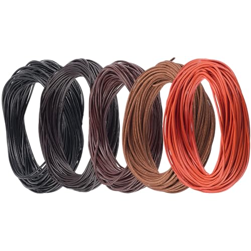 CALFOVERA 5 Farben 1MM Rindsleder Rundlederschnur Für Die Schmuckherstellung 54.68 Meter Dünnem Echtem Lederband Zum Flechten von Halsketten Armbändern Wickelarmbändern Und Perlenarbeiten CALFOVERA 5 Farben 1MM Rindsleder Rundlederschnur Für Die Schmuckherstellung 54.68 Meter Dünnem Echtem Lederband Zum Flechten von Halsketten Armbändern Wickelarmbändern Und Perlenarbeiten von CALFOVERA