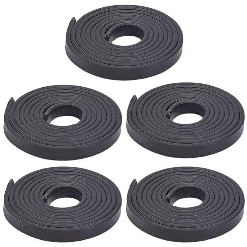 CALFOVERA 5 Stück 7.5mm Mikrofaser Lederbänder Schwarz 5.47 Meter Flaches PU Lederband Gürtelschnur Schnur Lace Strap Seil Flechten Streifen Faden Für Die Herstellung von Schmuck Armbänder Halsketten von CALFOVERA