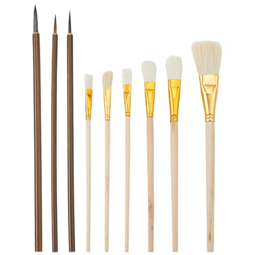 CALFOVERA 9 Stück 9 Stile 6.5 bis 9.06 Zoll Holzgriffe Nylonhaar Pinsel Sets Künstler Aquarell Leinwände Steingesichtsmalerei Pinsel Kits Für Öl Acryl Und Aquarellmalerei CALFOVERA 9 Stück 9 Stile 6.5 bis 9.06 Zoll Holzgriffe Nylonhaar Pinsel Sets Künstler Aquarell Leinwände Steingesichtsmalerei Pinsel Kits Für Öl Acryl Und Aquarellmalerei von CALFOVERA