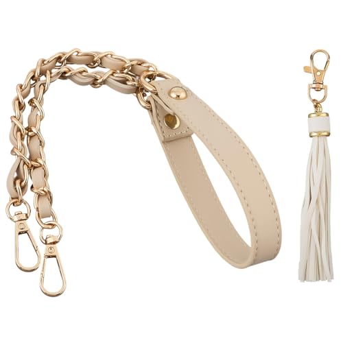 CALFOVERA Geldbörsenkettenriemen Aus PU Leder Mit Quastenanhänger 63cm Mikrofaser Leder Taschenkette Ersatz Flacher Handtaschengriff Für Damen Schulter Und Umhängetasche Handtasche DIY (Beige Gold) CALFOVERA Geldbörsenkettenriemen Aus PU Leder Mit Quastenanhänger 63cm Mikrofaser Leder Taschenkette Ersatz Flacher Handtaschengriff Für Damen Schulter Und Umhängetasche Handtasche DIY (Beige Gold) von CALFOVERA