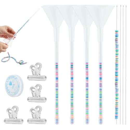 CALIDAKA Set zur Herstellung von Armbändern aus Tonperlen, 4 Stück, Trichter mit Perlennadeln, Spule und Clip, Perlenwerkzeuge für Armbänder, Halsketten, Schmuckherstellungs-Set (Farbe: transparent) CALIDAKA Set zur Herstellung von Armbändern aus Tonperlen, 4 Stück, Trichter mit Perlennadeln, Spule und Clip, Perlenwerkzeuge für Armbänder, Halsketten, Schmuckherstellungs-Set (Farbe: transparent) von CALIDAKA