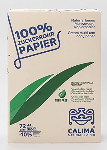CALIMA NATURAL PAPER Kopierpapier, baumfrei, TreeFree, ungebleicht, Upcycling aus 100% Zuckerrohr, nachhaltig, DIN A4 72g/m², 500 Blatt, Recycling, naturfarben 4260581981013 Beige CALIMA NATURAL PAPER Kopierpapier, baumfrei, TreeFree, ungebleicht, Upcycling aus 100% Zuckerrohr, nachhaltig, DIN A4 72g/m², 500 Blatt, Recycling, naturfarben 4260581981013 Beige von CALIMA