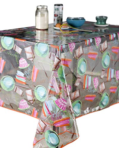 Calitex Cuisine Aquarelle Tischdecke, transparent, rechteckig, 140 x 200 cm, Mehrfarbig von CALITEX