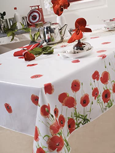 Tischdecke aus Wachstuch 140 x 200 cm Red Poppy von CALITEX