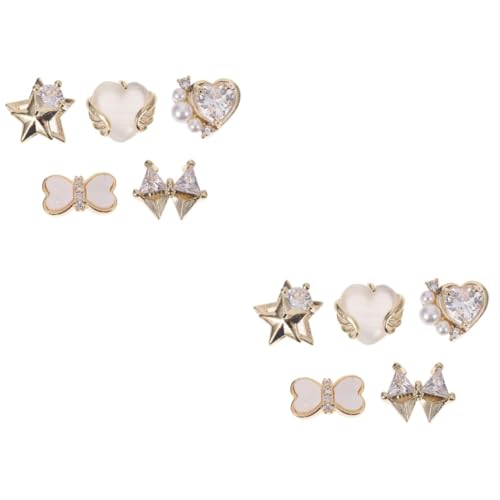 2 Sätze Teiliges Metall Nail Art Dekoration Fingernagel Ornamente Für Diy Maniküre Glänzende Fingernagel Accessoires Für Zuhause Und Profis 5 Stücke * 2 von CALLARON