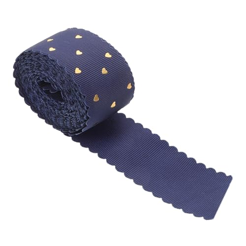CALLARON 1 Rolle Dekoratives Herzband mit Goldfolienverziertem Wellensaum Yards für Hochzeitssträuße Partys und DIY Geschenkverpackungen Dunkelblau von CALLARON