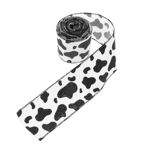 CALLARON 1 Rolle Kuhmuster Drahtkante Band für Diy Projekte Breit Yards Tierdruck für Kränze und Dekorationen Benutzerfreundliches Bastelmaterial von CALLARON