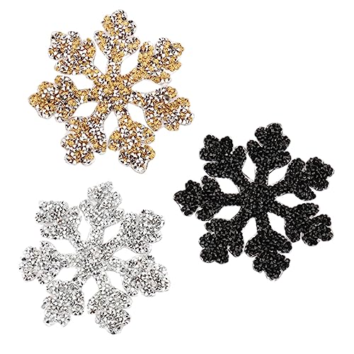 CALLARON 1 Satz Diy Patches Schneeflocken Aufnäher Für Kleidung Dekoration Heiß Schmelzender Kleber Für Jeans Taschen Und Casual Wear Schwarz Gold Silber 3 Stück von CALLARON