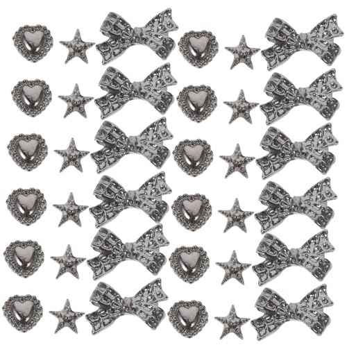 CALLARON 1 Satz Nagelzubehör Herstellung Nagelkunst Uv Nagel-kits Nageldekor Nageldesign Fälschung Für Finger Nägel Vintage-deko Eincremehilfe Dekoration Legierung Silver 30 Stück von CALLARON