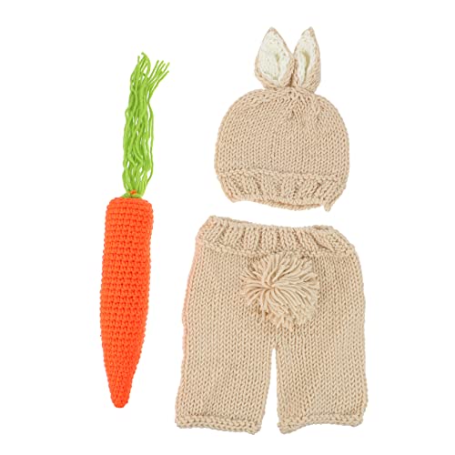 CALLARON 1 Satz Wollene Strickkostüm Requisiten für Kleinkinder Teiliges Set mit Hut Karotte und Hose für Fotoshootings und Ostern Leicht und Langlebig für Kreative Familienfotos von CALLARON