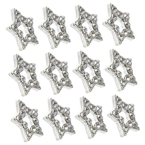 CALLARON 12 Stck. Feuchter Sternnagelkunstschmuck Anhänger für Nägel Edelsteine Abs Nagelkunst-Anhänger UV Reiz Sterne Strass Nagel-Charme-Ornament Nieten-Nagel-Charms Legierung Silber von CALLARON