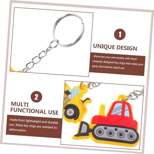 CALLARON 12 Stück Teiliges PVC Baumaschinen Schlüsselanhänger Langlebige Bunte Kinderparty Dekoration Leichte Multifunktionale Schlüsselringe für Shower Klassenzimmer Preise Partygeschenke von CALLARON