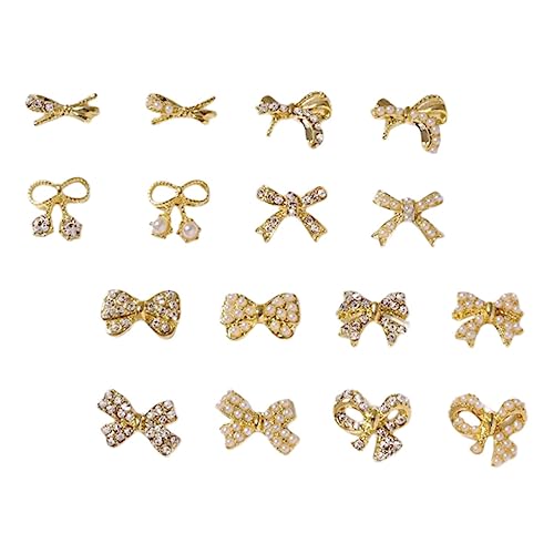 CALLARON 16Stücke DIY Bowknot Dekorationsset Für Maniküre Metallische Perlen Und Schleifen Zubehör Für Nageldesigns Und Nagelkunst Ergänzung Für Ihr CALLARON 16Stücke DIY Bowknot Dekorationsset Für Maniküre Metallische Perlen Und Schleifen Zubehör Für Nageldesigns Und Nagelkunst Ergänzung Für Ihr von CALLARON