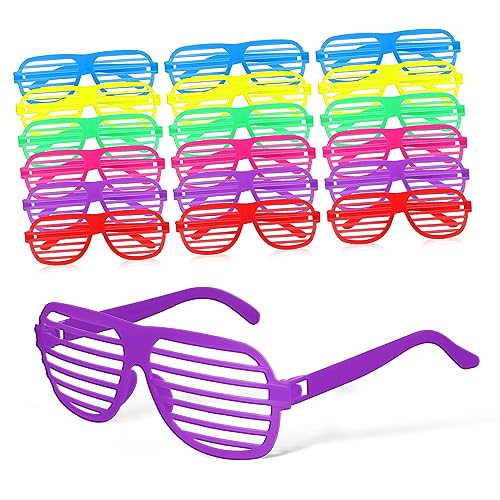 CALLARON 18 Stk Verschlussbrillen aus Kunststoff Kunststoff-Shutterbrille Sonnenbrille Kinderkleidung Neon-Shutter-Brille Partygeschenke der 80er Gläser Neonlichter Hawaii Zubehör Bräutigam von CALLARON